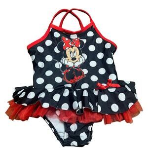 Disney Minnie Mouse polka dot one-piece tutu swimsuit size 24 month